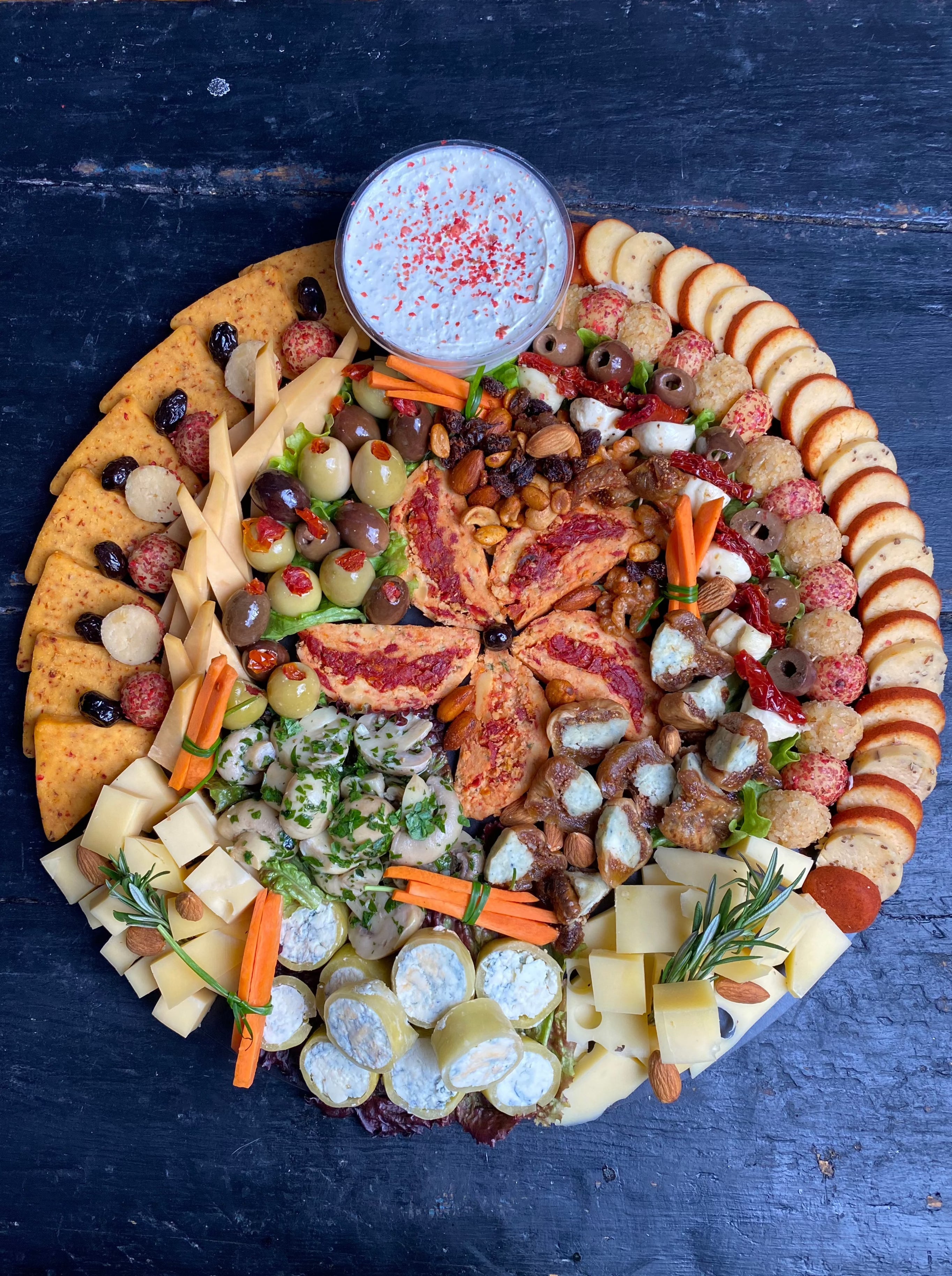 picada con trufas y nueves