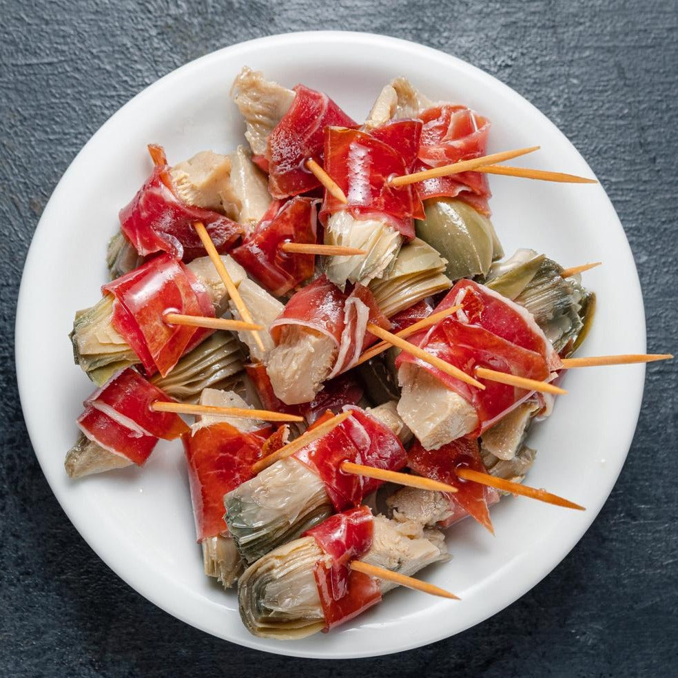 PINCHO ALCAUCILES Y JAMÓN CRUDO