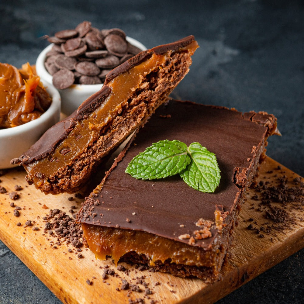 BROWNIE CON DULCE DE LECHE Y GANACHE DE CHOCOLATE